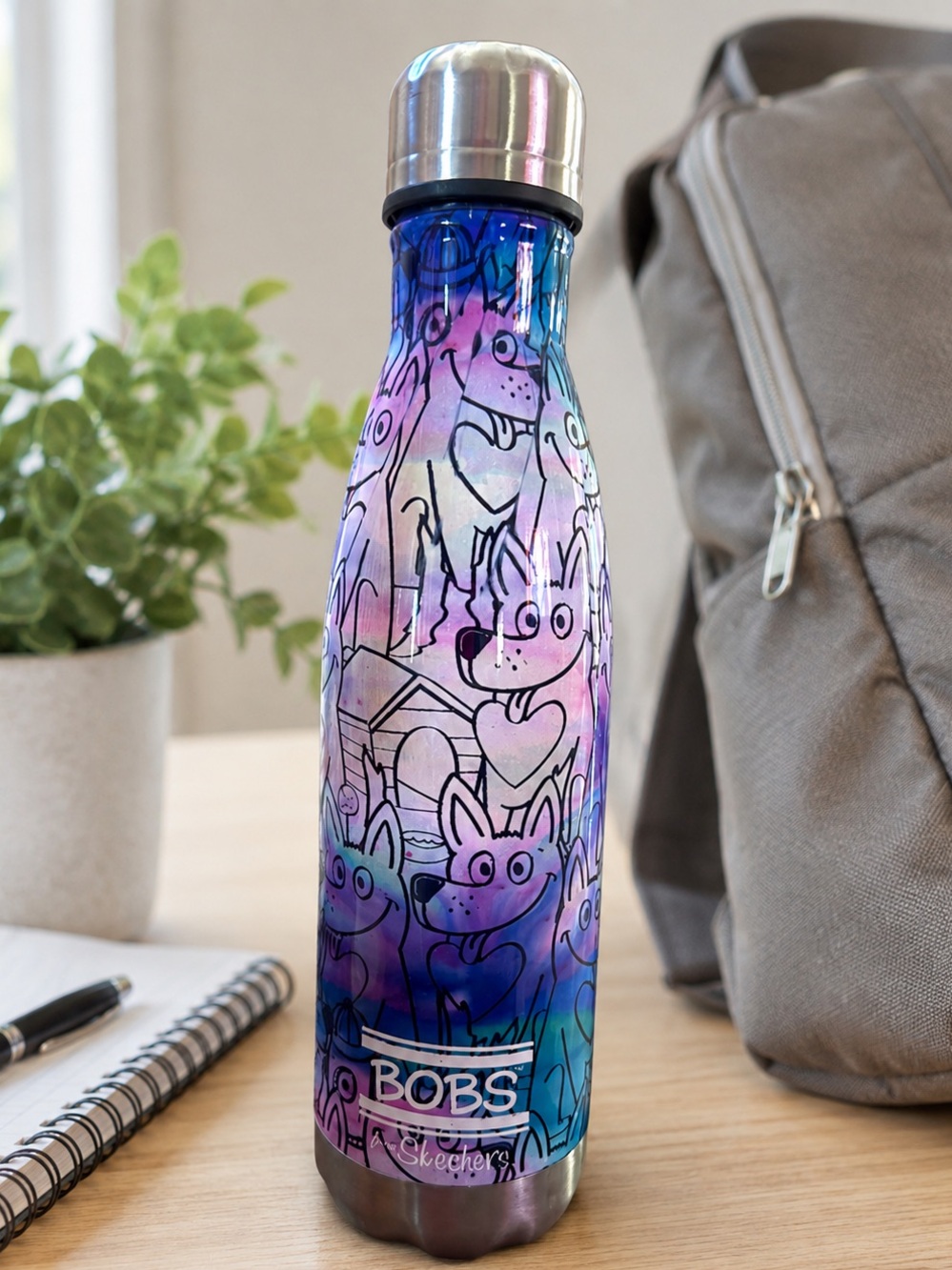 BOBS from Skechers Colorful Character Stainless Steel Water Bottle 16 oz